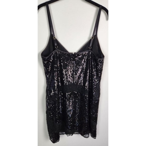 Marciano Los Angeles Women's Sz. L Black Sequin & Lace Dress - Picture 7 of 9